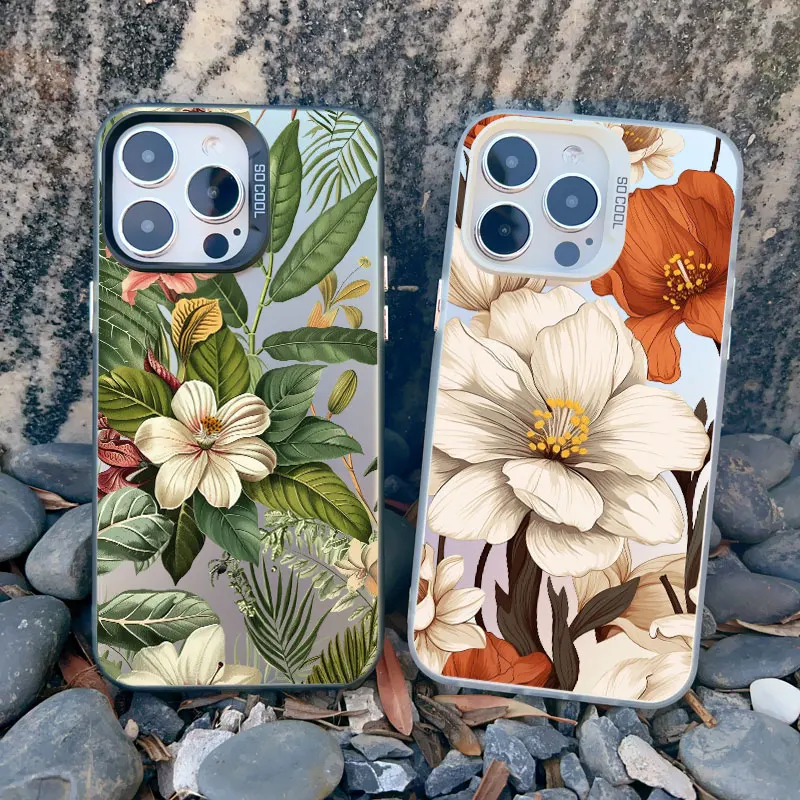 Vintage Elegant Pink Peony Flower Shockproof Laser Phone Case