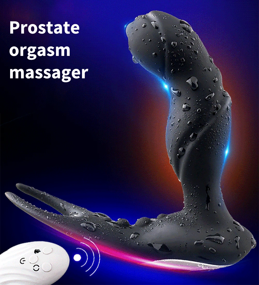 Prostata-Massage männlicher Vibrator Rotation Perlen Anal Plug Vibrator Silikon Verzögerung Ejakulation männlich Masturbat_voghion.com