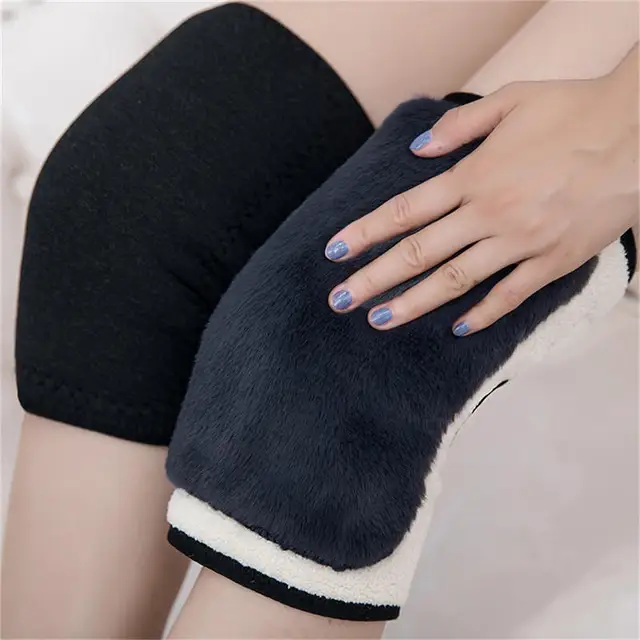 Winter Warm Knee Pads for Women Leg Warmers Men Old People Cold Leg Arthritis Kneepad Knee Support Rabbit Fur Knee Protector 4