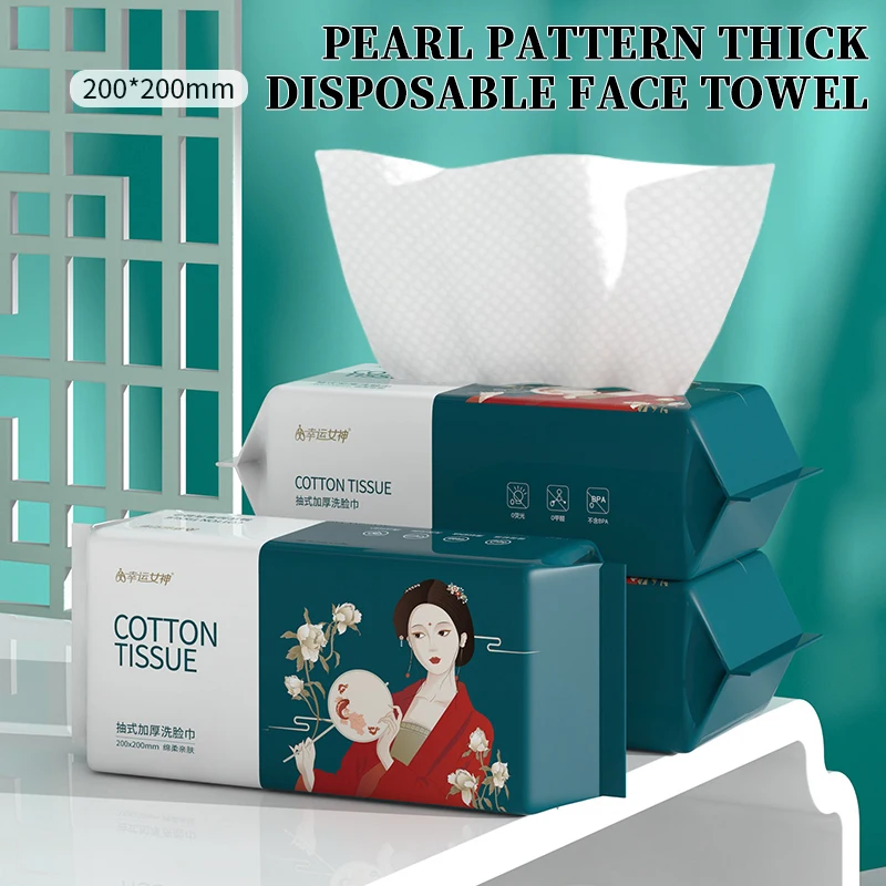 5 pack (250 pcs) soft wet and dry wipes disposable use thick cotton face towel extra thick wet and dry washcloths
