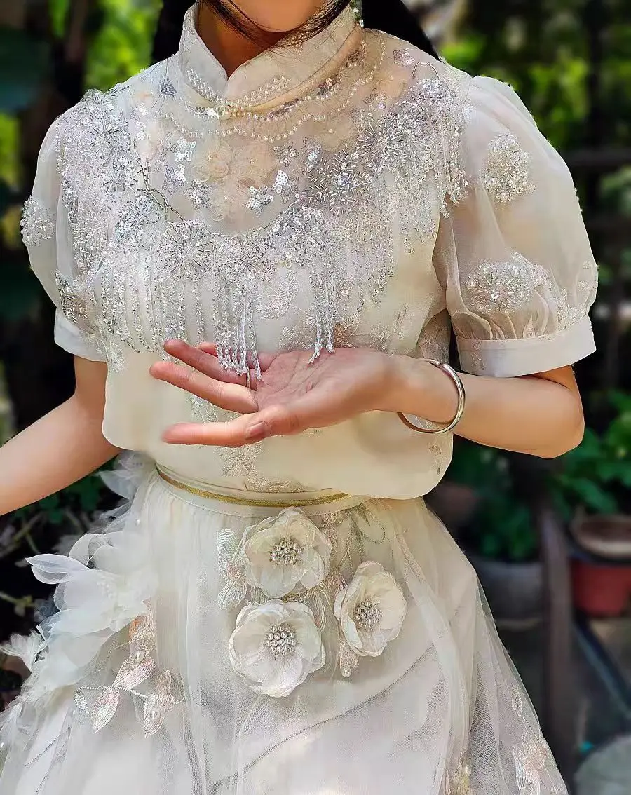 New In 2024 Luxury Flowers Embroidery Pears Beaded Tasseel