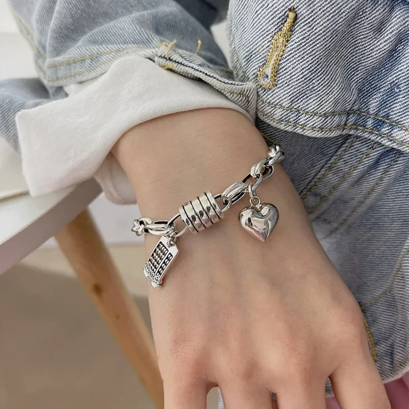 

2023 Women's Bracelet Interlocking Heart-Sharp Chain Toggle Clasp Necklaces Mixed Linked Circle Necklaces for Women