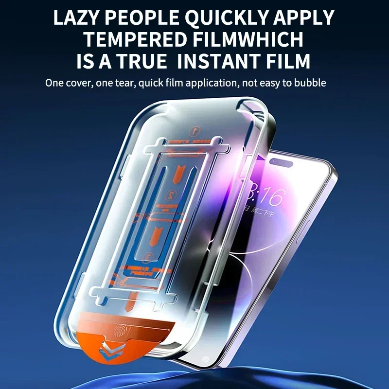 Dust Free Bubble Free Installation Tempered Glass for IPhone 15 14 13 12 11 Pro Max Mini SE XS XR X Max 15 Plus Screen Protector
