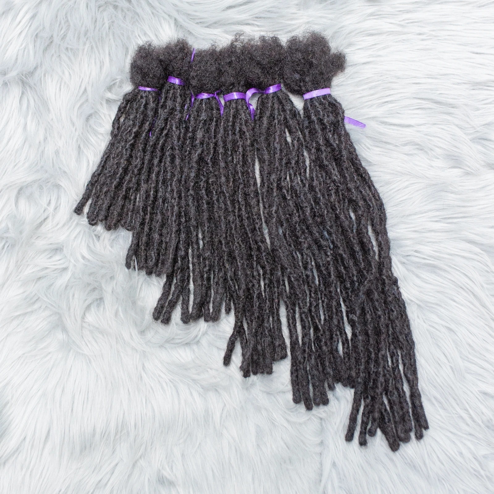 1B# Inter Locs 100% Boho Braids Human Hair Dreadlock Extensions Raw Brazilian Hair Full Handmade Real Loc Extensions 6-20 Inches 2