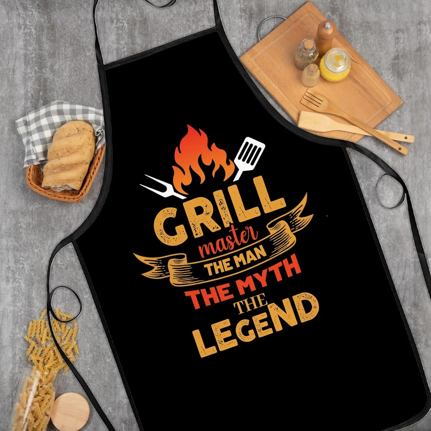 Grembiule Divertente Da Uomo Con 2 Tasche | Nero Regolabile | Per Cucina, Barbecue, Grigliate | Regalo Per Papà - 5