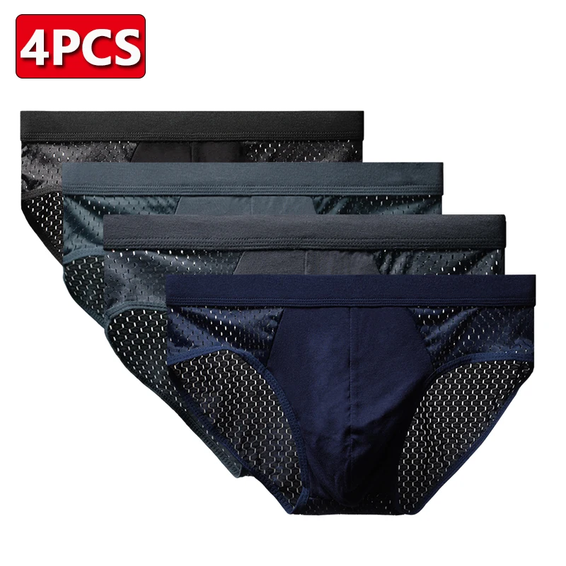 Men Underwear Men Underwear Male Thin Breathable Triangle Panties for Men's Ice Silk Briefs Mesh Sexy Square Corner Pants for men's Shorts