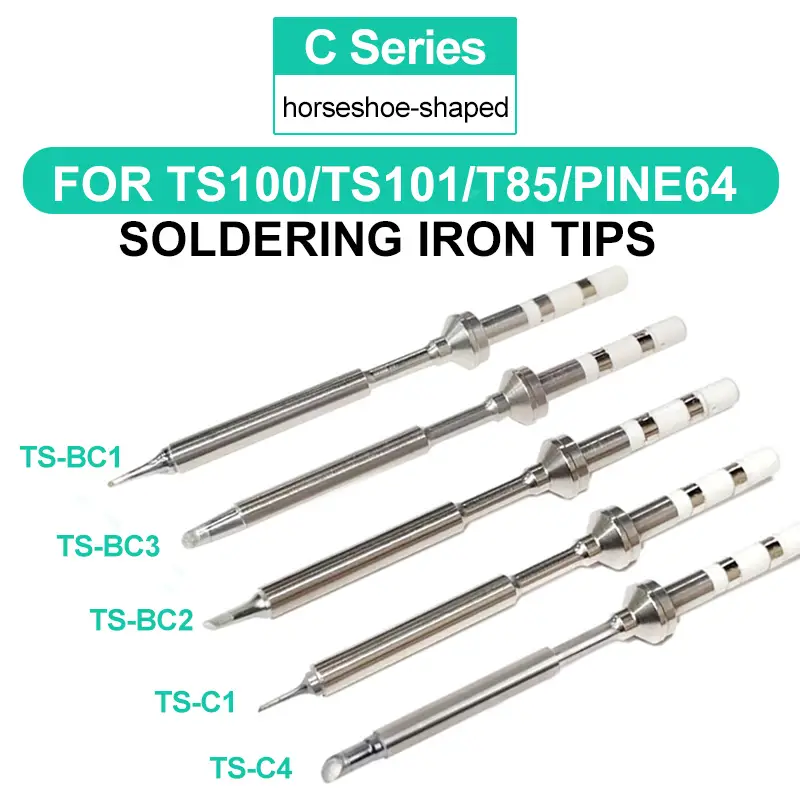 TS100 Mini Welding Horseshoe Sharped TS-BC1 TS-BC2 TS-BC3 TS-C1 TS-C4 Soldering Iron Tip for TS100 TS101 T85 Pin64 Pinecil V1 V2 image 1