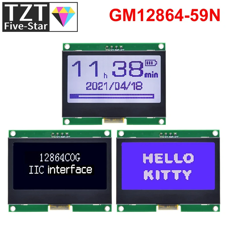 TZT 12864 IIC LCD Module 128X64 I2C ST7567S COG Graphic Display Screen Board LCM Panel 128x64 Dot Matrix Screen For Arduino