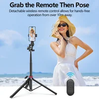 Ulanzi MT-78 1.85m Camera Phone Tripod With Quick Release Plate Bluetooth Remote Controller Double Cold Shoe for Mini Fill Light 5