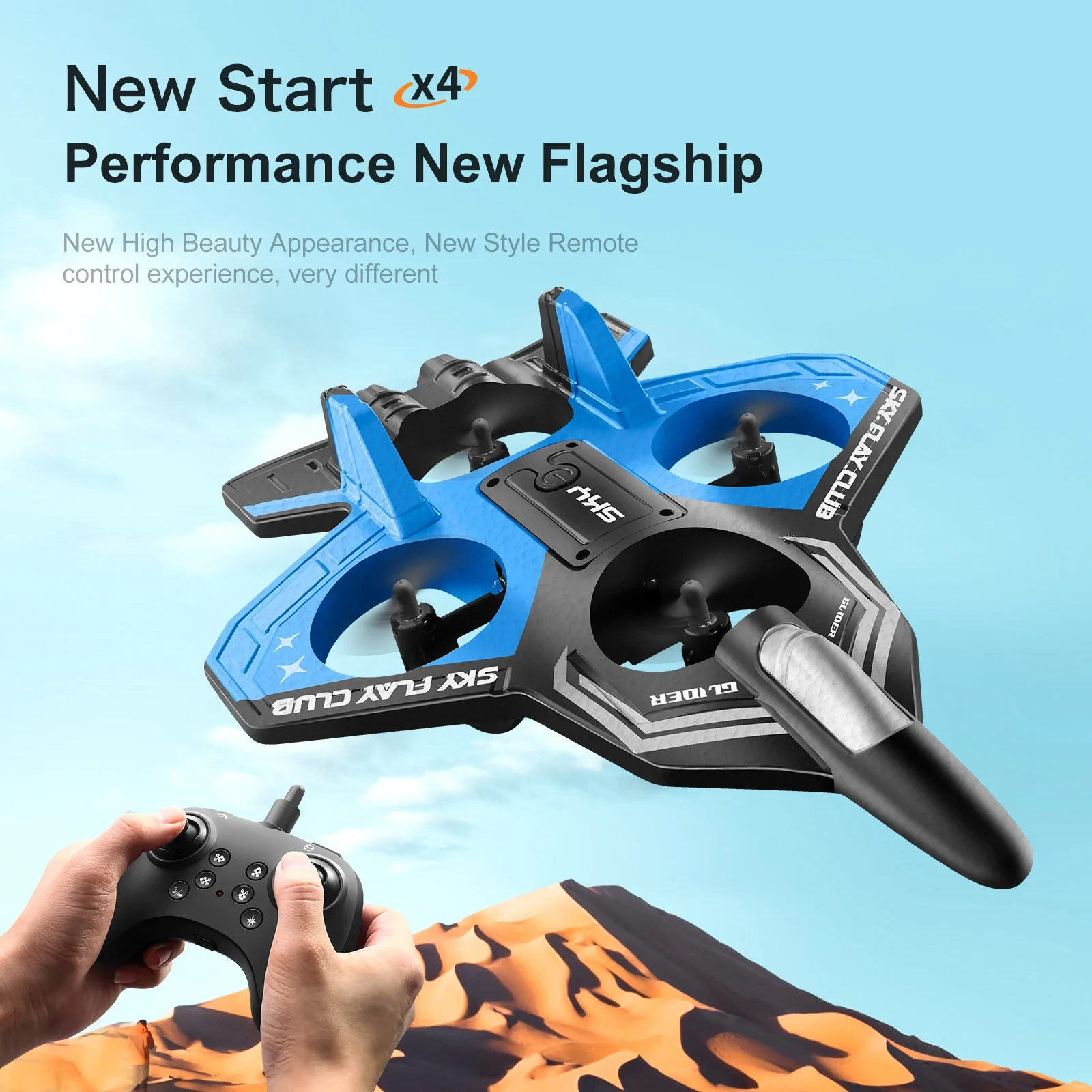 Vue rapprochée du drone enfant avec caméra HD, télécommande 80m, 10min vol - Loisir et apprentissage
