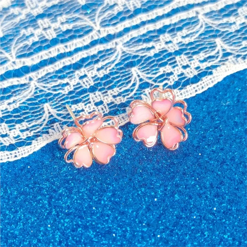 Delicate 3D Cherry Blossom Stud Earrings for Women Elegant & Cute Pink Floral Design Earrings Party Jewelry Gifts