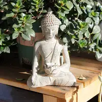 Buddha Statue with Solar Light Home Garden Decor Sitting Meditating Buddha Figurines for Outdoor Patio Yard Lawn Ornaments 6