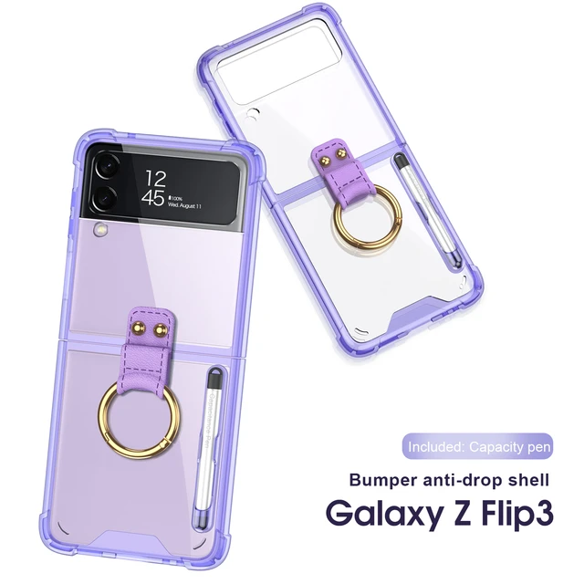 Clear Case Galaxy Z Flip 5 4 3 Flip5 Shockproof Cover For Samsung Galaxy Z  Flip 5 Flip4 Flip5 Flip3 Case with Ring Z Flip5 Funda - AliExpress