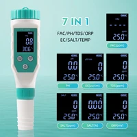 Digital Chlorine Meter PH Tester 7 In 1 SALT/ ORP/ TDS/EC/TEMP Tester CL Water Quality Analyzer for Swimming Pool Hot Spring 3