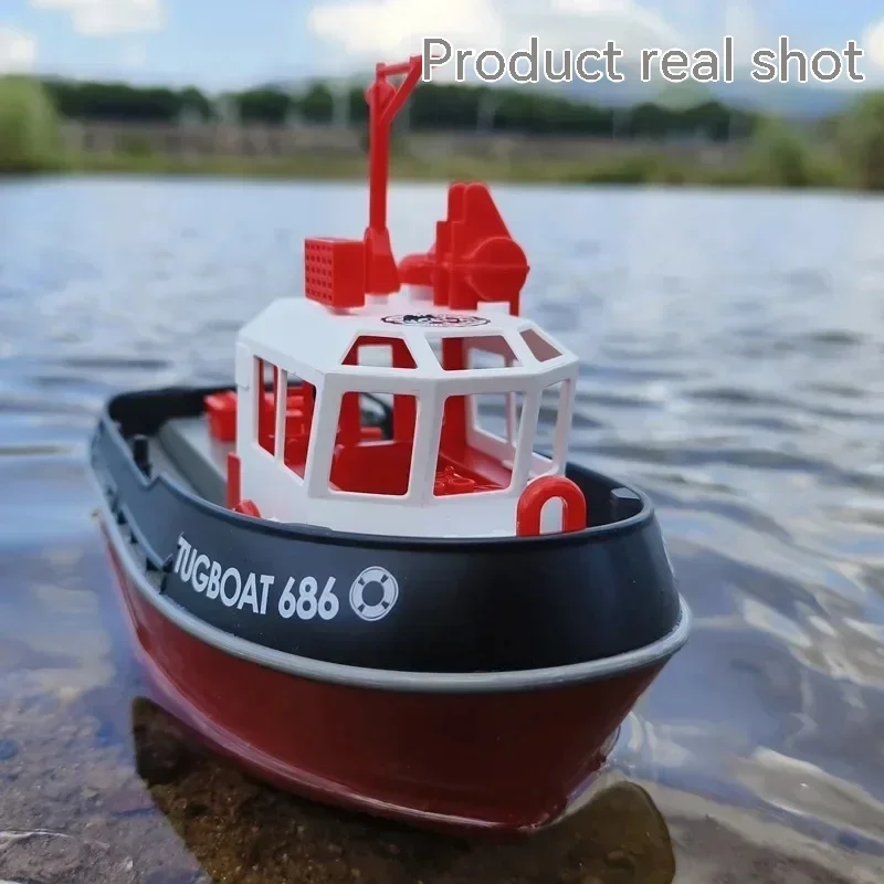 1:72 Red Fire Boat Remote Control Boat Toy Simulation 2.4g Splicing Model Decoration Water Tug Rc Boat Children's Birthday Gift 4