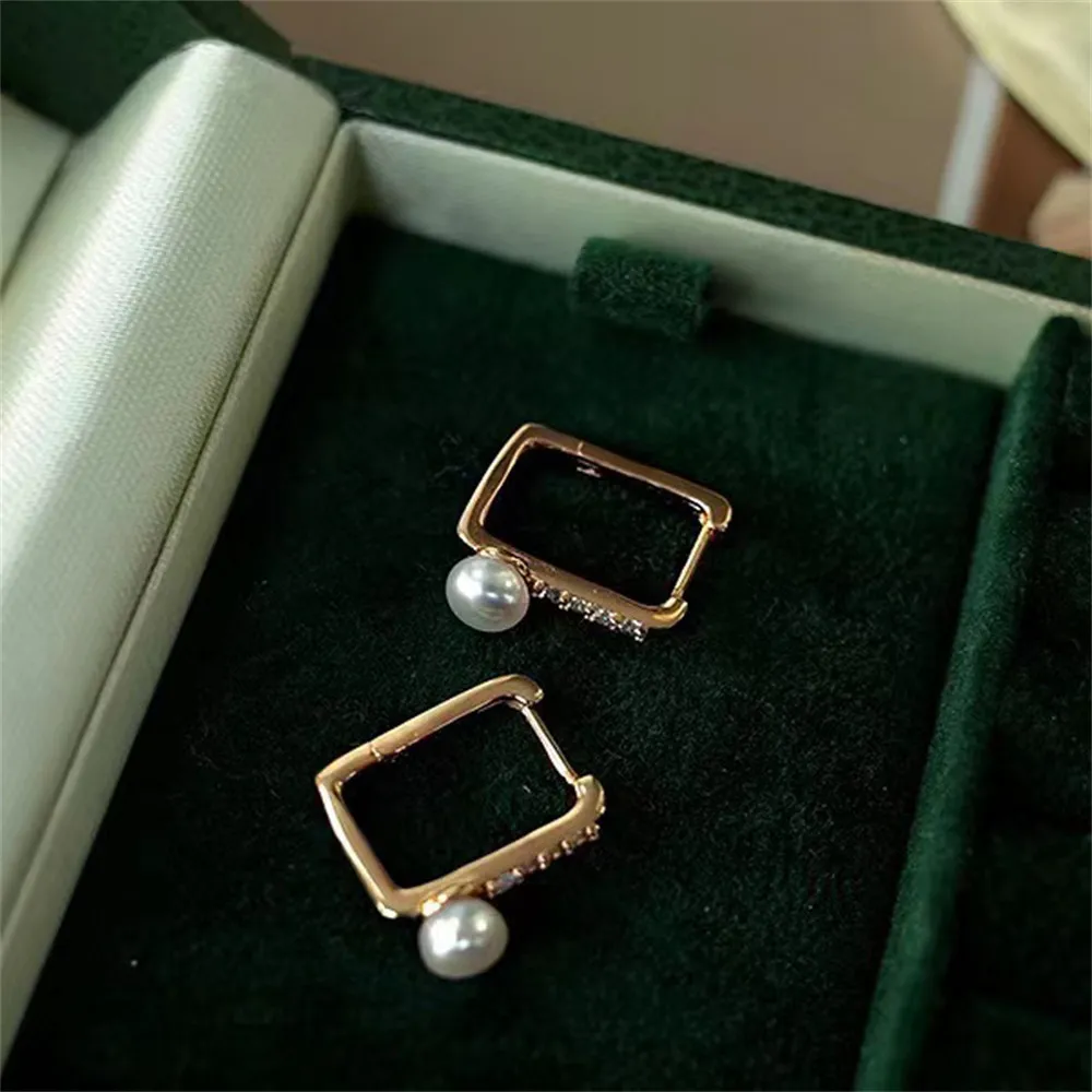 

DIY Pearl Ear Stud Accessories S925 Sterling Silver Jewelry Gold Ear Buckle Female Empty Fit 6-7mm Beads