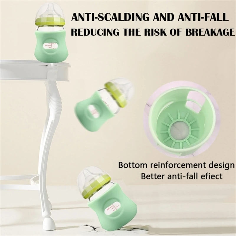4 PCs BPA Free Silicone Baby Bottle Sleeves with Handles Anti-drop Silicone Feeding Bottle Holder 120ml/240ml Avent