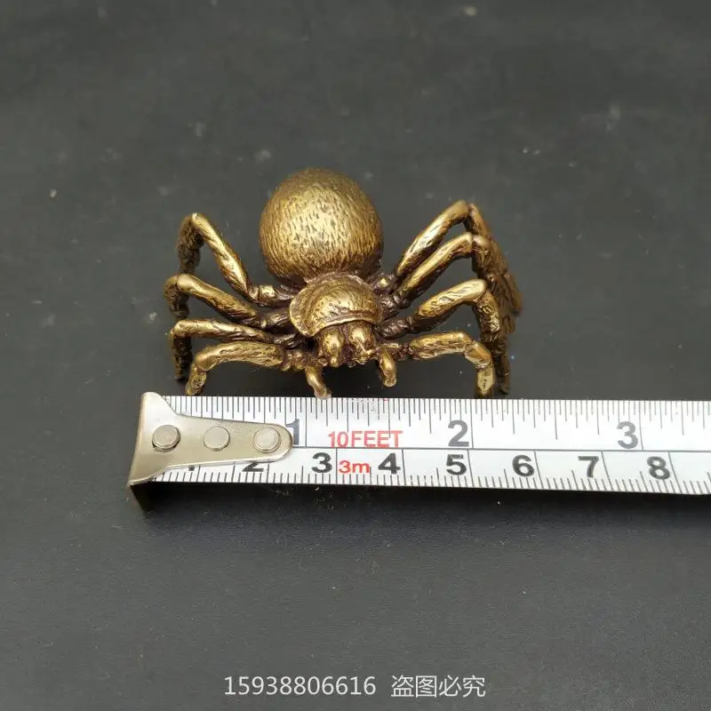 Antique Solid Brass Pure Copper Five Poisons Spider Desktop Mini Decoration Retro Tea Pet Tea Antique Antique Collection