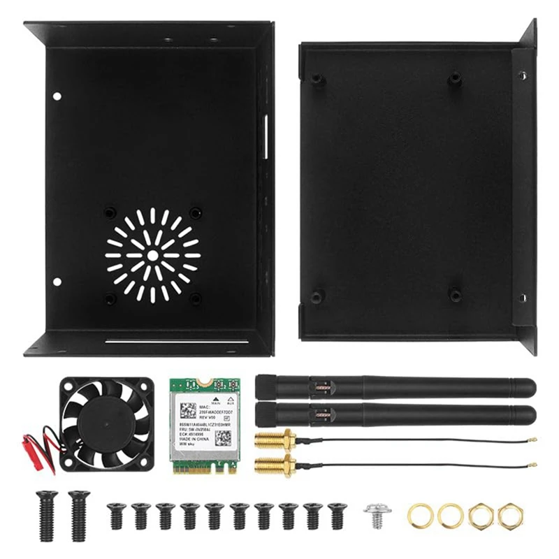 

Для Orange Pi 5 Plus металлическая фотография с охлаждающим вентилятором, двухдиапазонный модуль Wifi 6 BT 5,2, беспроводная карта, антенна, радиатор, простая установка