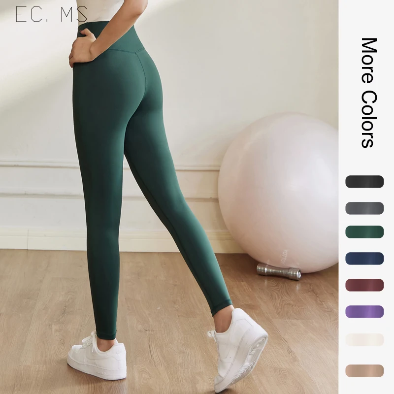 

Women Sport Leggings W/O Embarrassing Middle Line High Waist Ankle Dupont Lycra Cloud Soft Yoga Zumba Exercise Jeggings