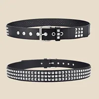 Fashion New Square Bead Rivet Belt Metal Pyramid Belt Men and Women Punk Hardware Jeans Belt Y2K Belt Designer Belt Women's Belt 5