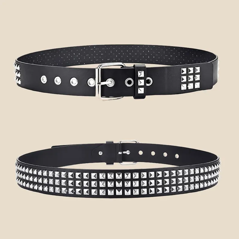 Fashion New Square Bead Rivet Belt Metal Pyramid Belt Men and Women Punk Hardware Jeans Belt Y2K Belt Designer Belt Women's Belt