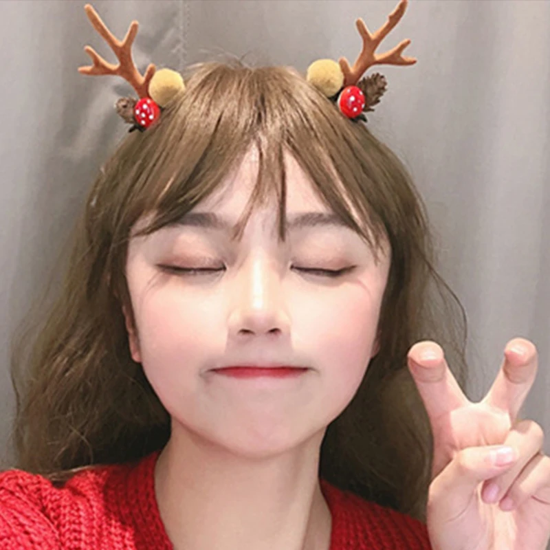 2pcs Christmas Elk Ear Hair Clip Santa Cute Deer Ear Hairpin Christmas Decoration Xmas Party Headbands New Year Navidad Supplies
