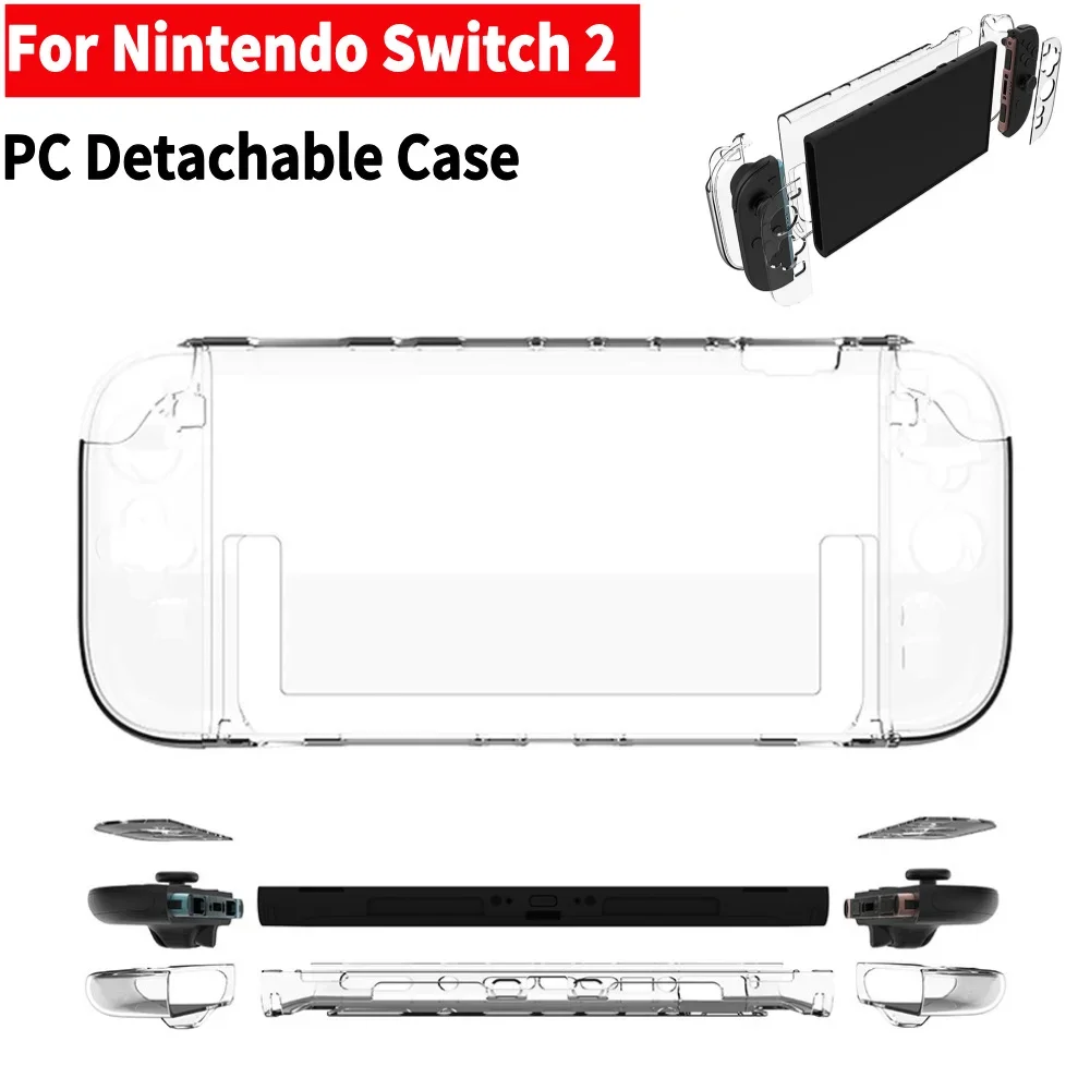 Clear PC Hard Case for Switch 2 Split Protective Case Cover Anti-scratch Transparent Skin Case Shockproof Protective Shell Cover