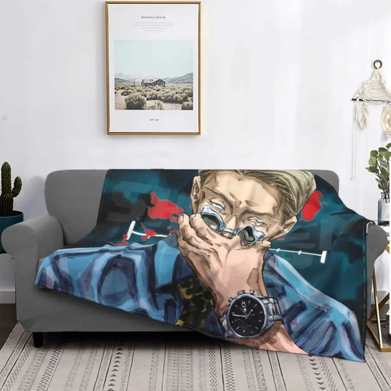 

Sofa Fleece Jujutsu Kaisen Anime Throw Blanket Warm Flannel Nanami Kento Blankets for Bedding Travel Sofa Bedspreads