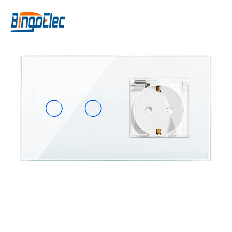 Bingoelec Impermeável Touch Switch Interruptores de Luz do Painel de Vidro Tampa para Banheiro 16a Padrão da ue
