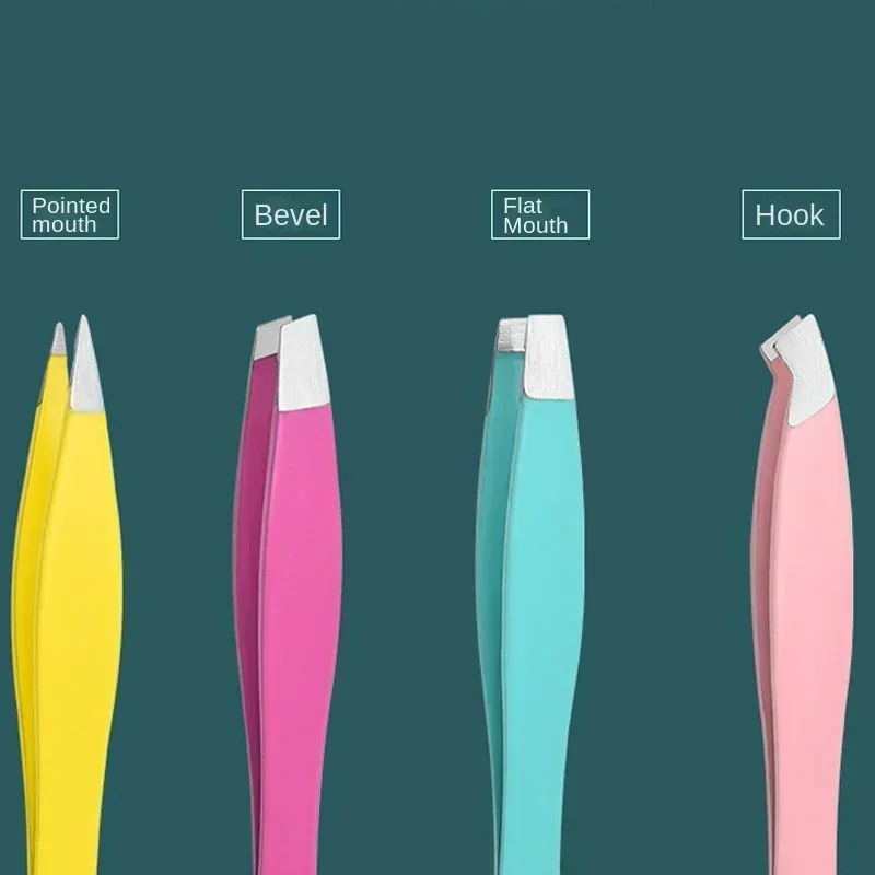 Eyebrow Tweezers Removal Clip for Eyelash 1/4pcs Stainless Steel Hair Extension Tweezer Colorful Professional Makeup Beauty Tool