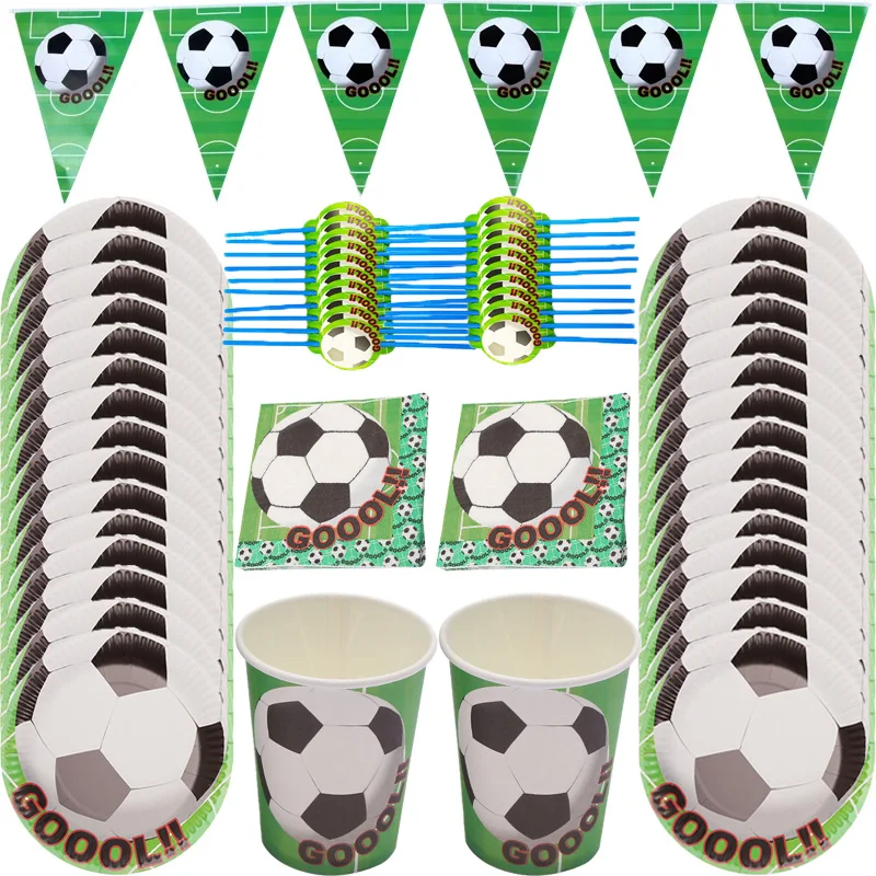 Calcio compleanno tovaglia usa e getta festa di calcio stoviglie usa e  getta set bambini ragazzi buon calcio festa di compleanno forniture -  AliExpress