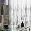 Modern Curtains for Living Dining Room Bedroom Embroidered Tulle Simple Geometric Pattern Window Sheer Drape Room Decor Custom 3