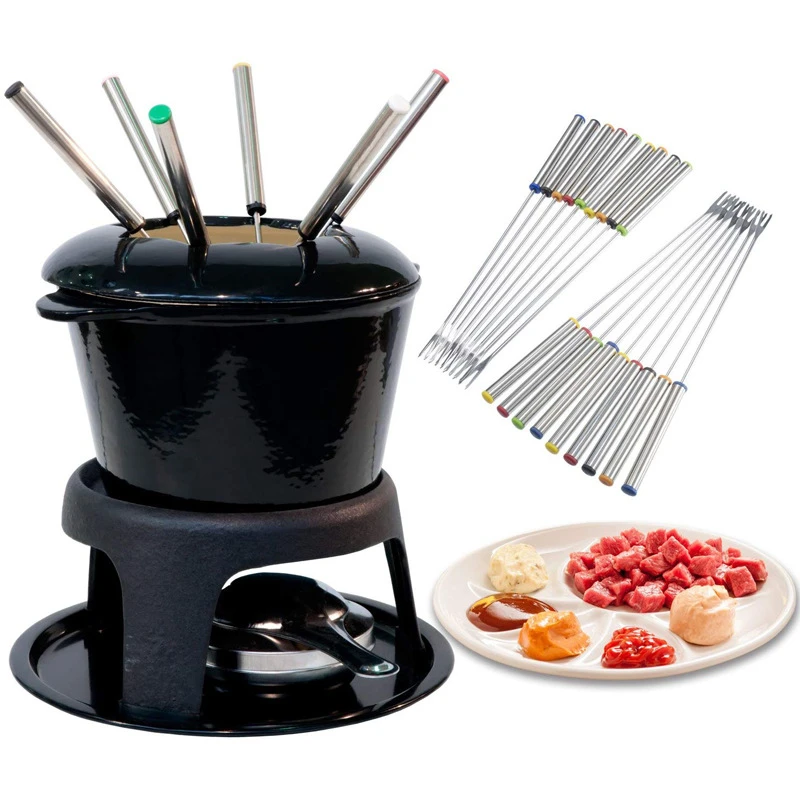 Description Picture 5 of item6Pcs Stainless Steel Chocolate Fork Cheese Pot Hot Forks Cake Fruit Dessert Fork Set Fondue BBQ Meat Skewer Kitchen Accessories