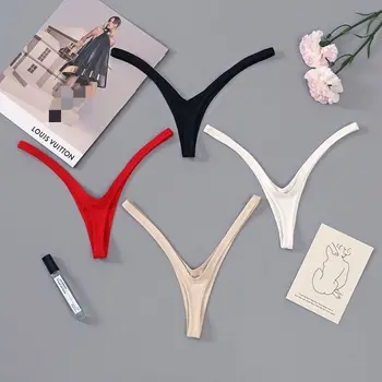 Innovative Deep V Look Thong Panties Cotton Equipped with A Sophisticated Women Briefs Comfortable Solid Color Low Waist Bikini