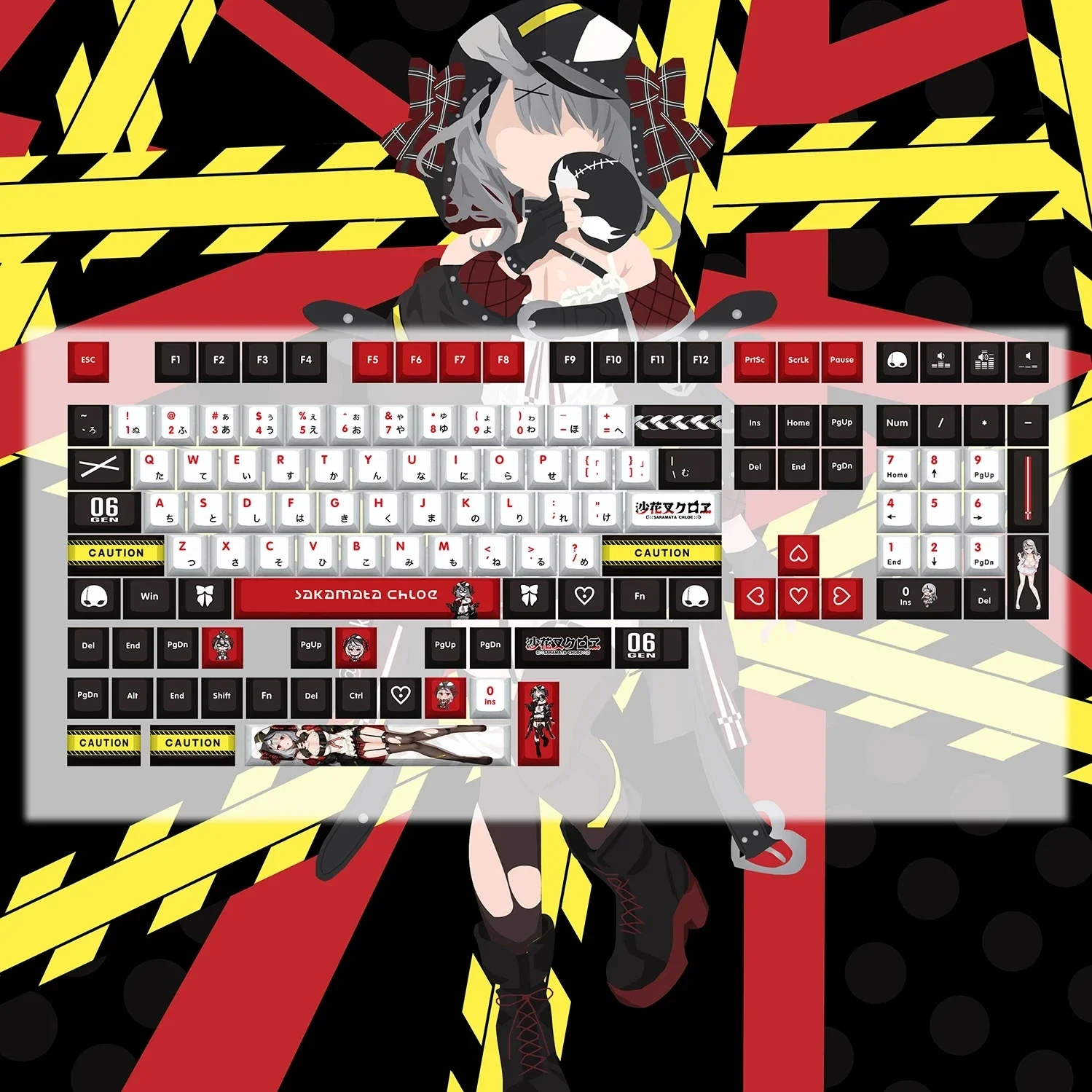 Cherry Pbt Keycaps para mx Cross Axis Switch Keycap Teclado Mecânico Game Gift Hololive Vtuber Sakamata Chloe 132 Teclas por Conjunto