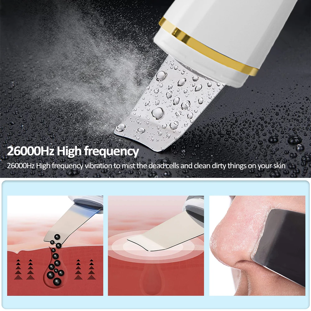 Face Skin Scrubber Ultrasonic Face Shovel Cleaning Dead Skin Peeling Acne Pore Spatula Deep Cleaner EMS Blackhead Remover Device