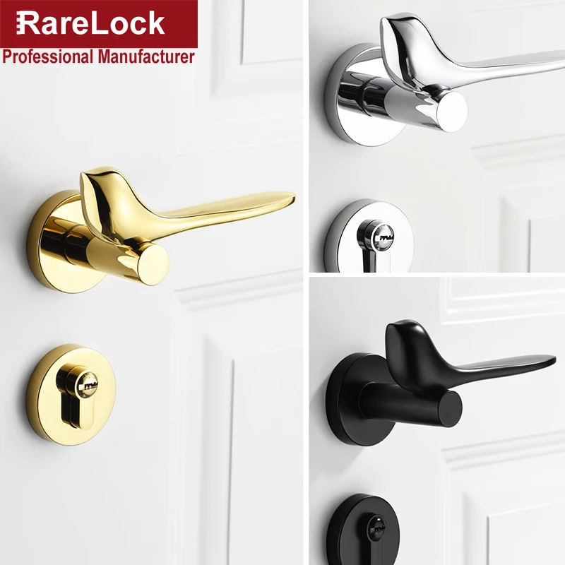 

Gold Bird Handle Door Lock Set Split Type Mute for Indoor Household Bedroom Bathroom Rarelock MS664 G1