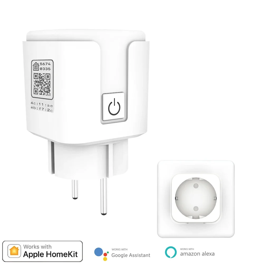 

Aubess1PCS 16A Smart Socket WiFi Socket Alexa Smart Plug 16A Wifi Socket With Alexa Compatible APP Controlled Socket For HomeKit