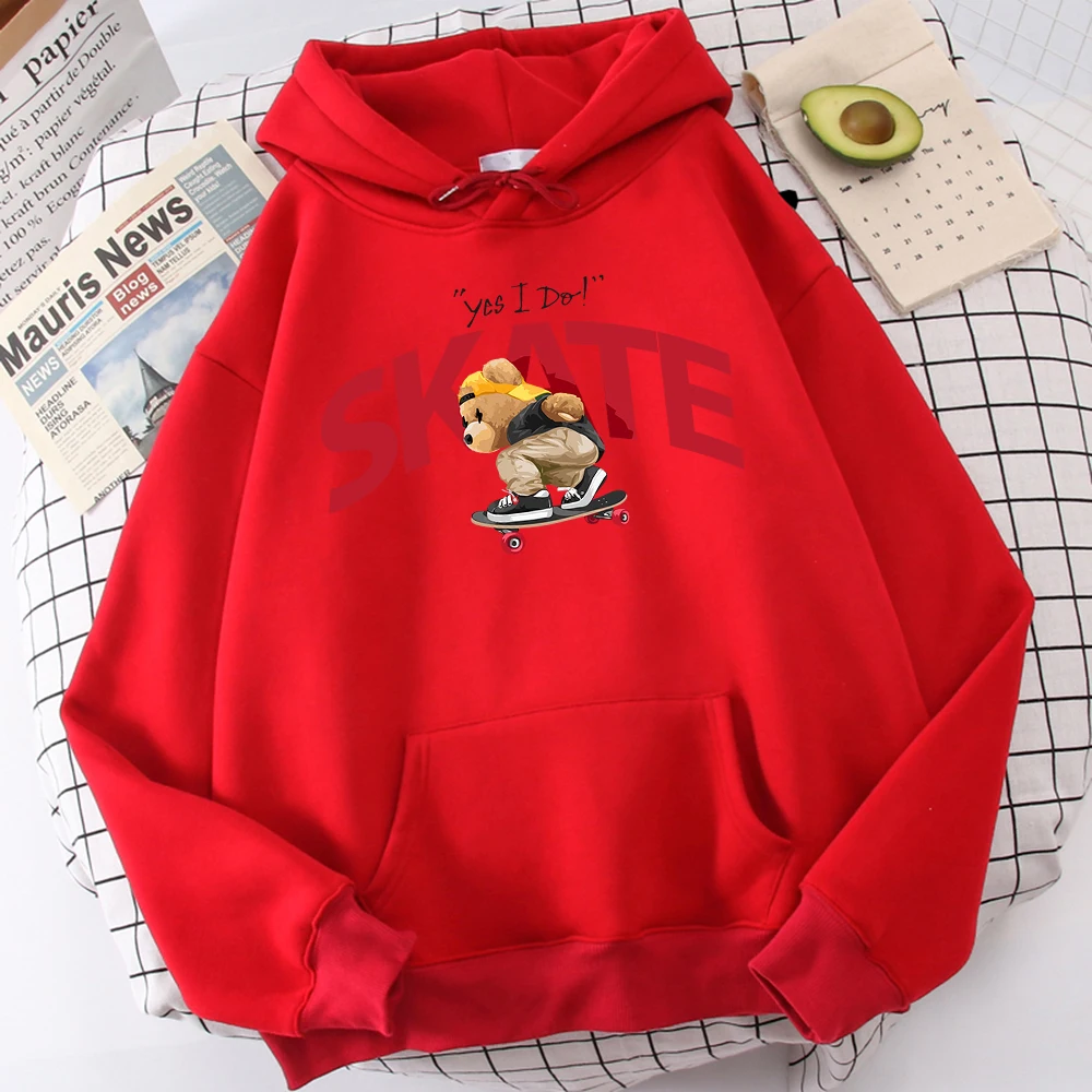

Yes I Do Cool Street Skating Teddy Bear Hoodies Mens Funny Soft Top Novelty O-Neck Clothes Harajuku Oversized Sweatshirt For Men