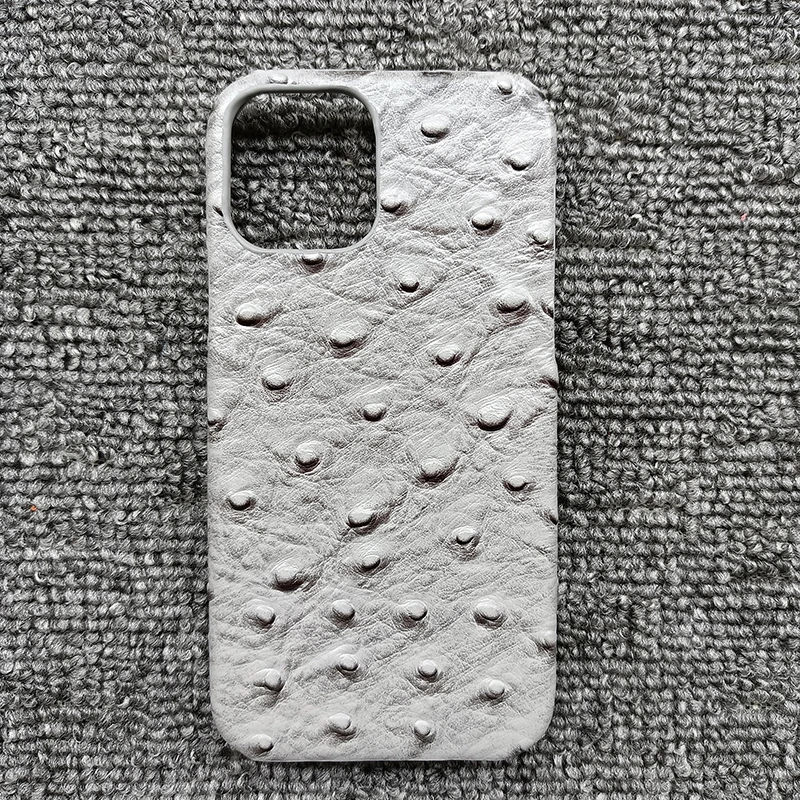 

Wholesale Cowhide Leather Cover For iPhone 7 8 Plus X XR XS 11 12 13 Pro Max Mini SE Genuine Cowhide Case Ostrich Button Open