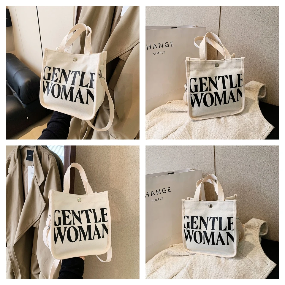 Women's Fashion Versatile Canvas Shoulder Bags Female Simplicity Handbags Large-capacity Commute Ladies Leisure Crossbody Bags