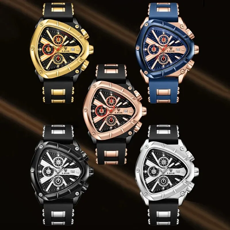 LIGE originální luxusní muži hodinky vodotěsný sport pánská křemen zápěstí hodinky podnikání velký vytáčení wristwatches relogio masculino+box