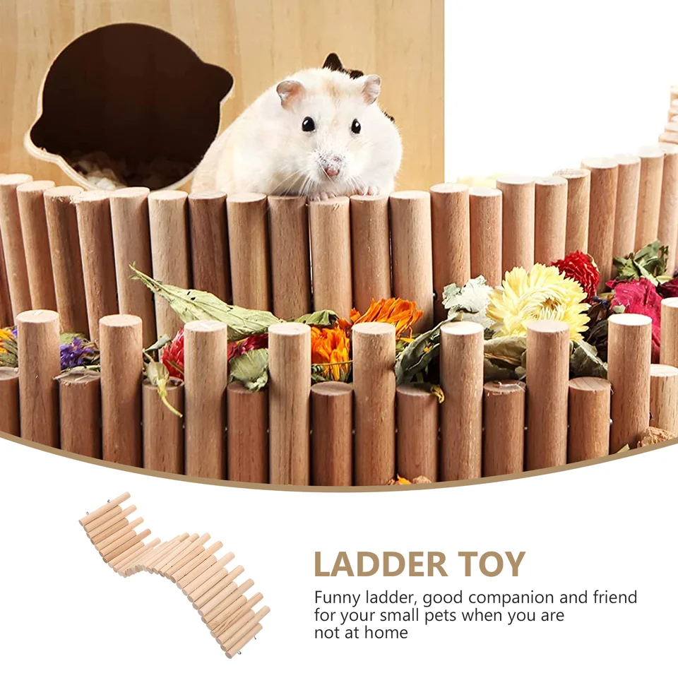 Hamster Ladder Toy Wooden Climbing Bridge Pet Cage Fence Hideout