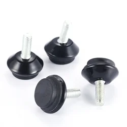 Set of 4 Adjustable Swivel Leg Levelers with Black Base (Black)