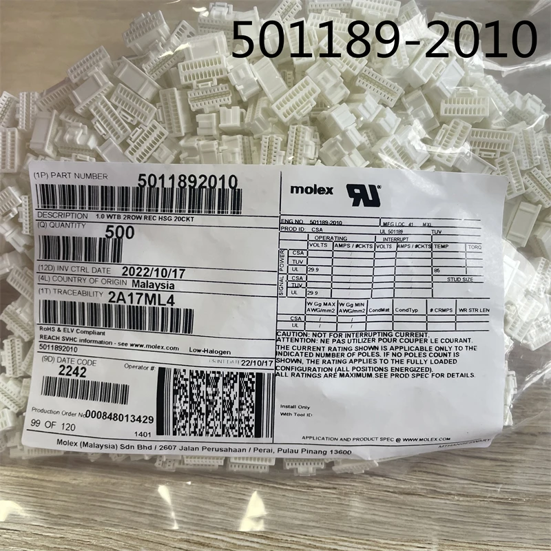 10pcs original new Connector 501189-2010 5011892010 20P rubber case