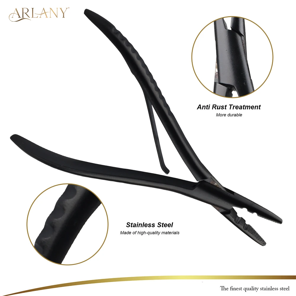 ARLANY Hair Extension Pliers Stainless Steel Teeth Pliers with 2 Holes Microlinks Remover Beads Opener Tool Weft Extension