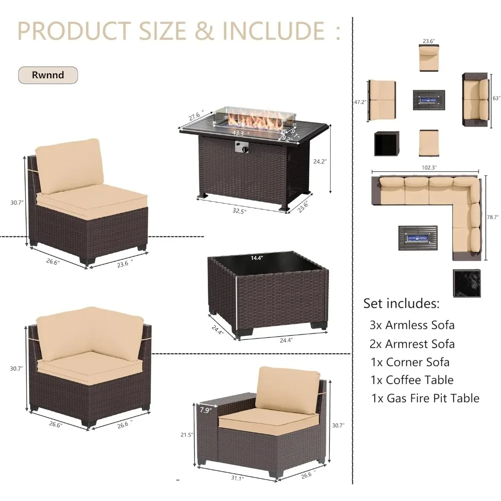 Patio Furniture Set Sofa 7-pcs 5