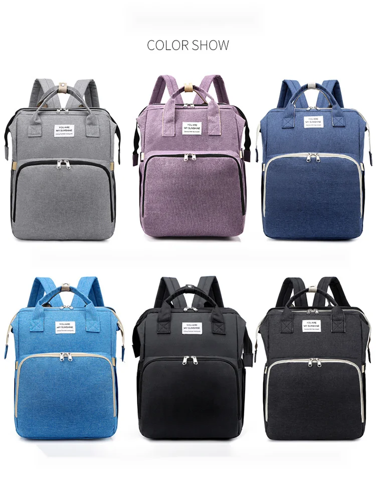 Nova bolsa dobrável multifuncional para mamãe e bebê, bolsa para mamadeira e fraldas, mochila para dormir_voghion.com