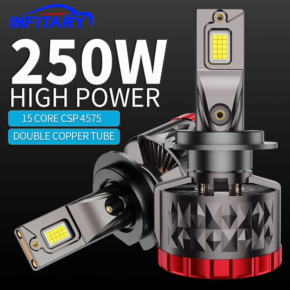 Infitary H7 H4 LED Car Headlight 250W CANBUS Bulb H8 H9 H11